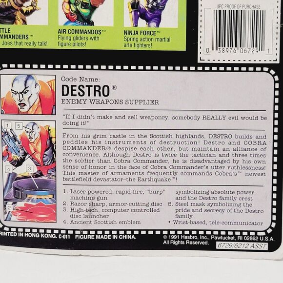 Hasbro GI Joe Destro Cobra Enemy Weapons Supplier Action Figure 1991 ARAH V3 NEW - Picture 5 of 9